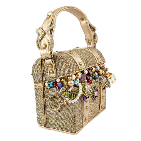 Mary Frances Secret Treasure Chest Beaded Handbag Gold Gems Box Bag Purse NEW