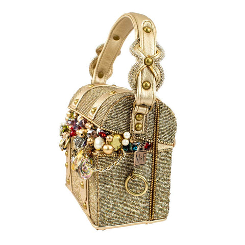 Mary Frances Secret Treasure Chest Beaded Handbag Gold Gems Box Bag Purse NEW