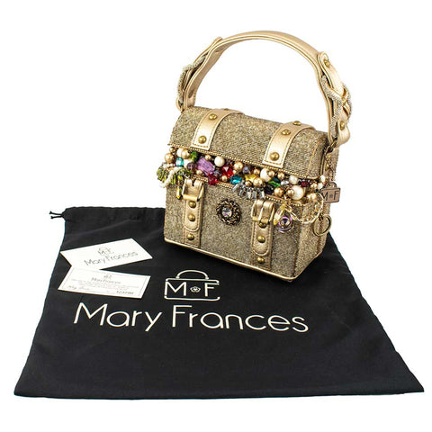 Mary Frances Secret Treasure Chest Beaded Handbag Gold Gems Box Bag Purse NEW