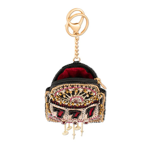 Mary Frances Spin To Win Beaded Slot Machine Coin Purse Zip Key Ring Black NEW