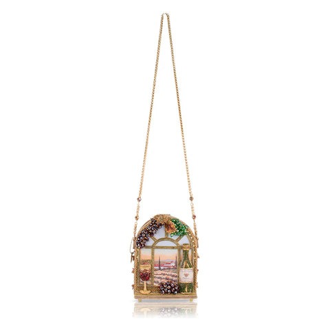 Mary Frances Wine Country Crossbody Handbag Bottle Glass Party Bag Gold Purse NEW