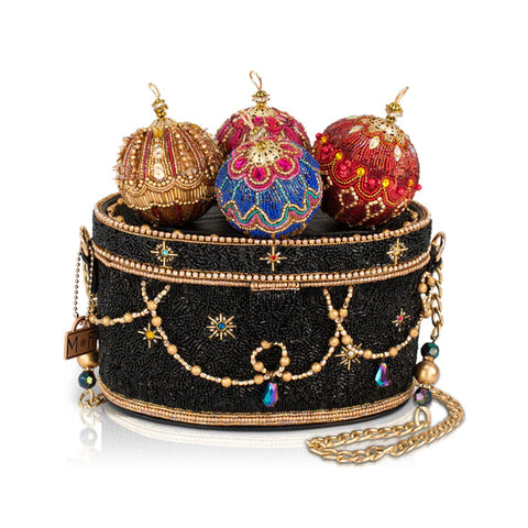 Mary Frances Tree Trimmings Beaded Bag Ornament Handbag Black Gold Purse NEW
