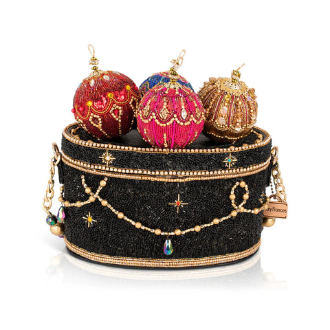 Mary Frances Tree Trimmings Beaded Bag Ornament Handbag Black Gold Purse NEW