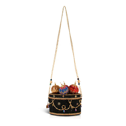 Mary Frances Tree Trimmings Beaded Bag Ornament Handbag Black Gold Purse NEW