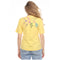 Johnny Was Maureen Trapunto 3/4 Tee Shirt Floral Embroidery Top Citron Yellow NEW