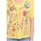 Johnny Was Maureen Trapunto 3/4 Tee Shirt Floral Embroidery Top Citron Yellow NEW