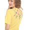 Johnny Was Maureen Trapunto 3/4 Tee Shirt Floral Embroidery Top Citron Yellow NEW