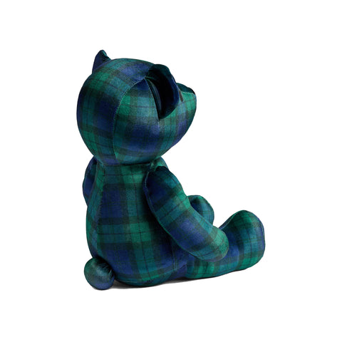 Johnny Was Mingo Plaid Embroidered Velvet Bear Stuffed Animals Blue Green NEW