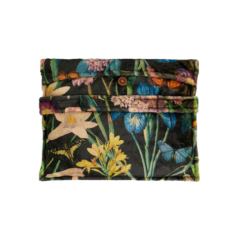 Johnny Was Monarch Cozy Travel Blanket Reversible Floral Lounge Black Green NEW