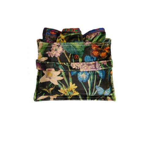 Johnny Was Monarch Cozy Travel Blanket Reversible Floral Lounge Black Green NEW