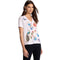 Johnny Was Nicolette V Neck Short Sleeve Tee Cotton Shirt Floral Embroidery Top White NEW