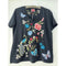 Johnny Was Nicolette V Neck Short Sleeve Tee Cotton Shirt Floral Embroidery Top Black NEW