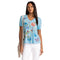 Johnny Was Nicolette V Neck Short Sleeve Ethereal Blue Tee Cotton Shirt Floral Embroidery Top NEW