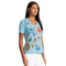 Johnny Was Nicolette V Neck Short Sleeve Ethereal Blue Tee Cotton Shirt Floral Embroidery Top NEW