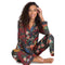 Johnny Was Nushka Black Sleepwear 2 Piece Pj Set Home Lounge Night Flower Red NEW