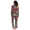 Johnny Was Nushka Black Sleepwear 2 Piece Pj Set Home Lounge Night Flower Red NEW