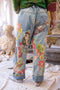 Magnolia Pearl 371 Cotton Floral Pants Applique Miner Denims Wash Pant Blue NEW