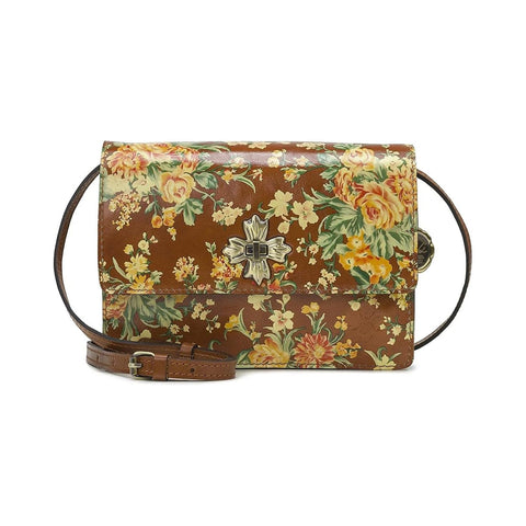 Patricia Nash Saddle Consilina Brown Floral Handbag Leather Flower Bag Purse NEW
