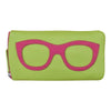 ILI New York Leather Eyeglass Case Zippered Glasses Wallet Pear Green Pink NEW