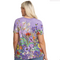 Johnny Was Janie Daphne Short Sleeve V Neck Swing Tee Shirt Purple Floral Top New