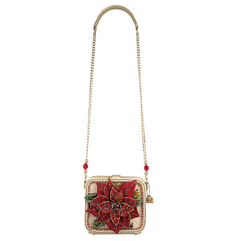 Mary Frances Poinsettia 3D Red Gold Beaded Handbag Floral Crossbody Bag Purse NEW