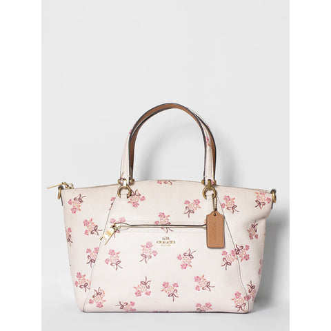 Coach Prairie Satchel Chalk Pink Flower Bow Print Zip Bag Handbag Purse NEW
