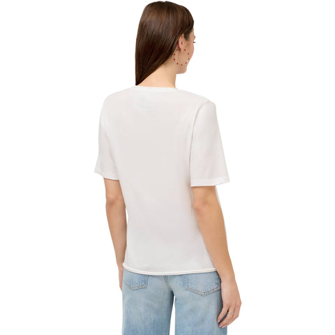 Johnny Was Celiora Raw Hem Tee Short Floral Embroidery Cotton Shirt White Top NEW