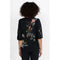 Johnny Was Maris Puff Long Sleeve Embroidery Black Tee Special Shirt Blouse Flower New