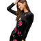 Johnny Was Rosilia Handkerchief Hem Velour Dress Long Floral Embroidery Black NEW