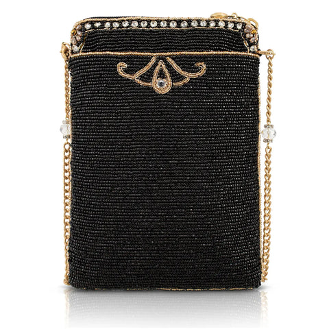 Mary Frances Royalty Gold Crown Beaded Zip Crossbody Handbag Black Bag Purse NEW