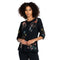 Johnny Was Ruth Puff Sleeve Floral Embroidered Tee Cotton Shirt Black Top NEW