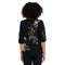 Johnny Was Ruth Puff Sleeve Floral Embroidered Tee Cotton Shirt Black Top NEW