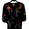 Johnny Was Ruth Puff Sleeve Floral Embroidered Tee Cotton Shirt Black Top NEW