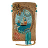 Mary Frances Sail Away Boat Ocean Beaded Phone Bag Gold Blue Handbag Zip Purse NEW