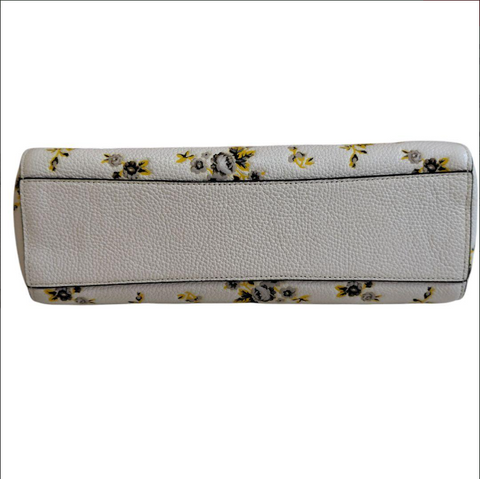 Coach Prairie Satchel Floral Print Leather Bag Chalk White Handbag Purse NEW