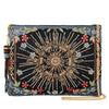 Mary Frances Solar Mystique Celestial Flowers Beaded Handbag Zip Bag Blue Gold Purse NEW