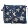 Mary Frances Super Nova Blue Celestial Stars Moon Crossbody Mini Zip Handbag Beaded Bag Purse NEW