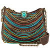 Mary Frances Sway with Me Beaded Strands Boho Southwestern Handbag Blue Bronze Bag Purse NEW