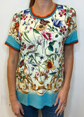 Johnny Was Felix Raglan Tee Flowers Short Sleeves Floral Yellow Top Shirt New