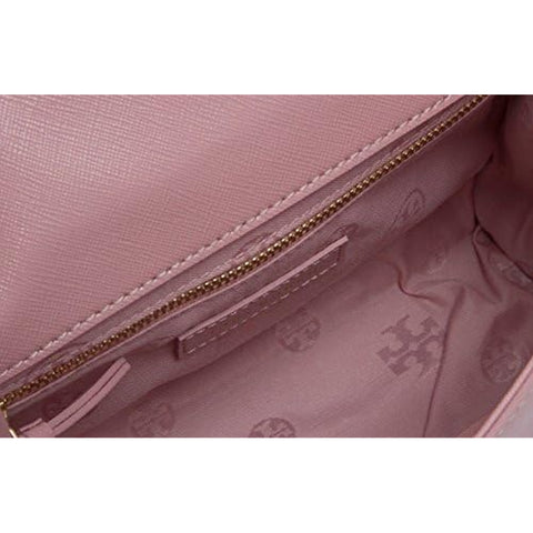 Tory Burch Medium Fleming Shoulder Bag Gold Chain Pink Leather Handbag Purse NEW