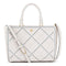 Tory Burch Robinson Crosshatch Small Leather Satchel Bag Ivory Riviera Blue Handbag NEW