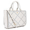 Tory Burch Robinson Crosshatch Small Leather Satchel Bag Ivory Riviera Blue Handbag NEW