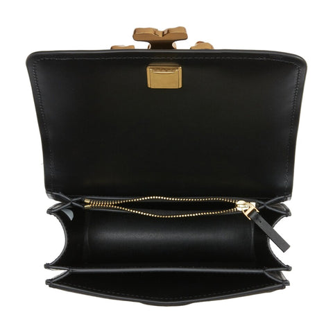 Tory Burch Small Eleanor Shoulder Bag Leather Handbag Black Gold Purse NEW