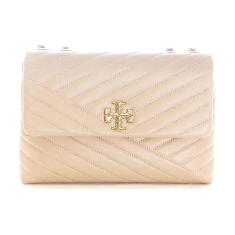 Tory Burch Kira Chevron Devon Sand Shoulder Bag Leather Handbag Cream Beige NEW