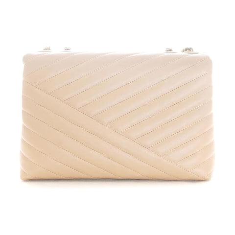 Tory Burch Kira Chevron Devon Sand Shoulder Bag Leather Handbag Cream Beige NEW