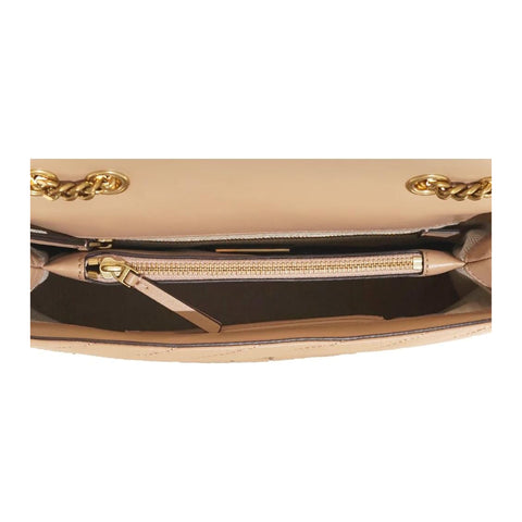 Tory Burch Kira Chevron Devon Sand Shoulder Bag Leather Handbag Cream Beige NEW