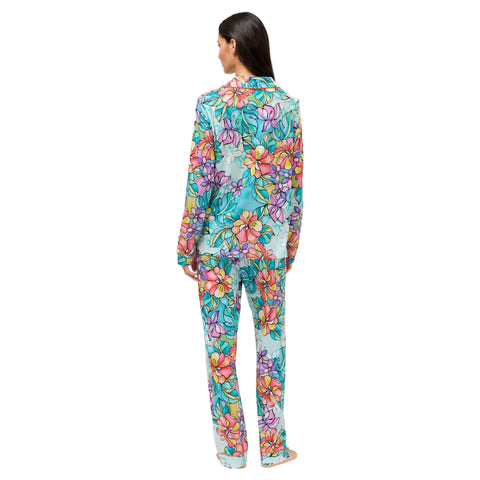 Johnny Was Roie Carly Pj Set Floral Home Lounge Sleepwear Blue Green 2 pc NEW