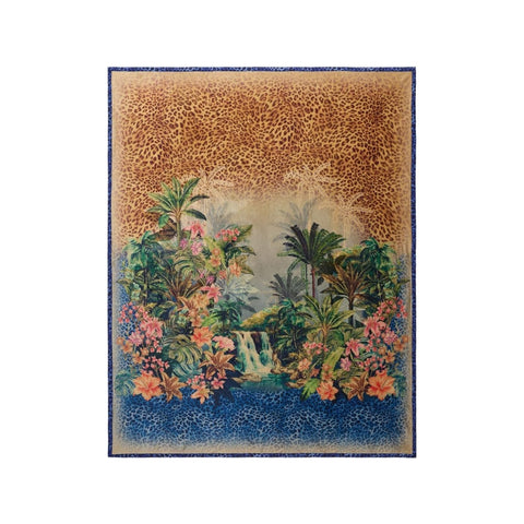 Johnny Was Meghan Cozy Travel Blanket Reversible Floral Lounge Leopard Blue NEW