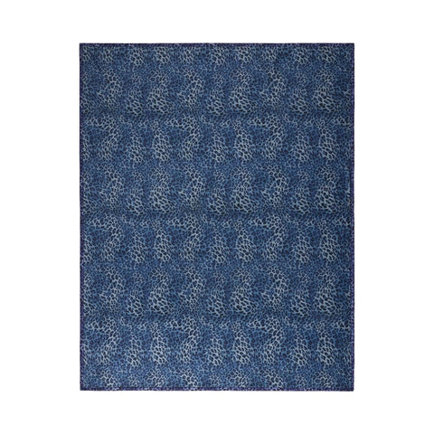 Johnny Was Meghan Cozy Travel Blanket Reversible Floral Lounge Leopard Blue NEW