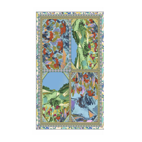 Johnny Was Torenia Travel Blanket Reversible Floral Home Lounge Green Blue NEW